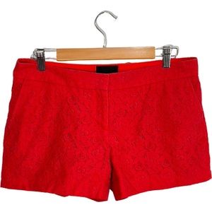 Cynthia Rowley Dressy Bright Red Floral Lace Mid Rise Shorts 10 3.5” Inseam